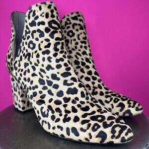 Steve Madden Rockstar Leopard Print Cow Hair V Cut Pull-On Ankle Boot US 12